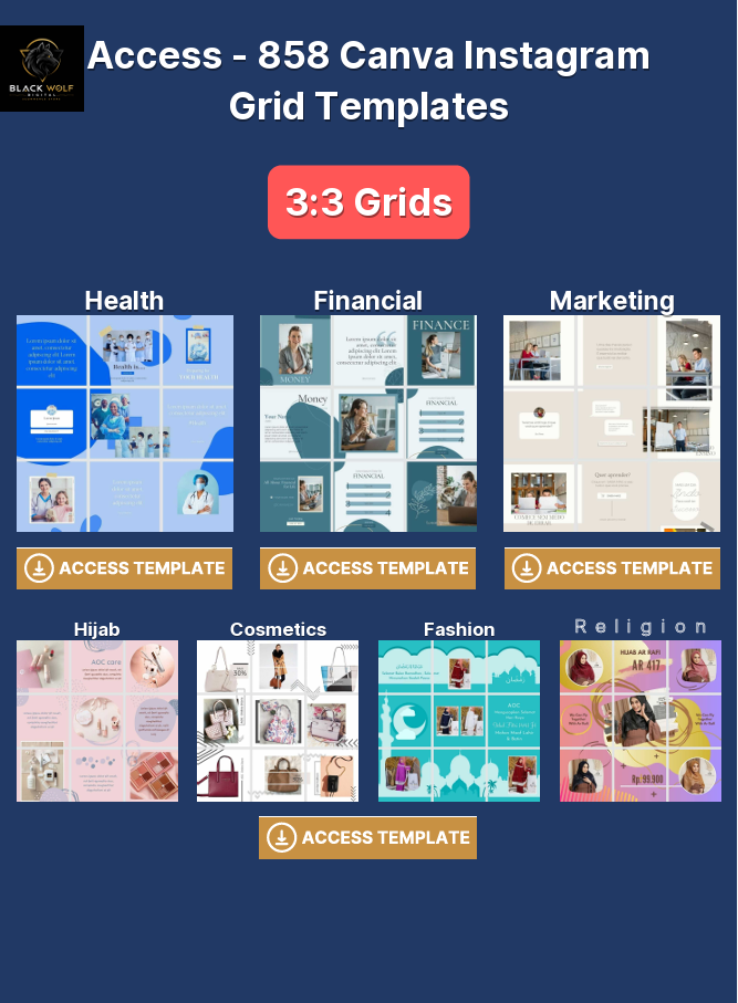 CANVA INSTAGRAM GRID TEMPLATES BUNDLE